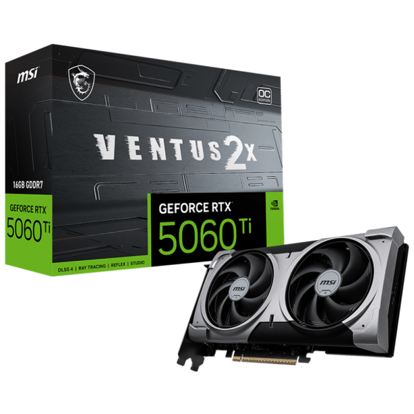 Видеокарта MSI RTX5060Ti VENTUS 2X OC PLUS 16GB GDDR7 128bit 3xDP HDMI 2FAN RTL