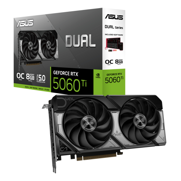 Видеокарта ASUS RTX5060Ti DUAL OC 8GB GDDR7 128bit 3xDP HDMI 2FAN RTL [DUAL-RTX5060TI-O8G]