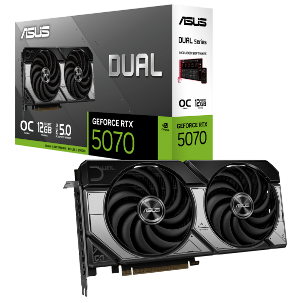 Видеокарта ASUS RTX5070 DUAL OC 12GB GDDR7 192bit 3xDP HDMI 2FAN RTL [DUAL-RTX5070-O12G]