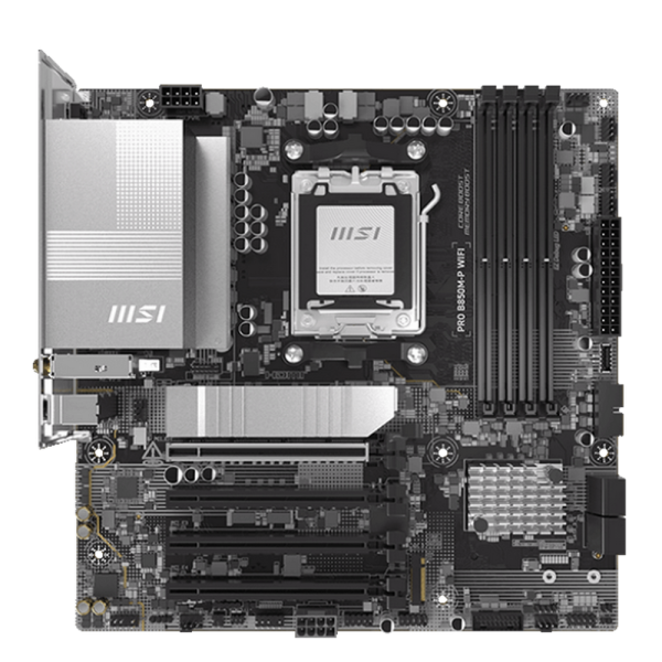 Материнская плата MSI PRO B850M-P WIFI B850, AM5, 4*DDR5, 4*PCIEx16, 3*M.2, 3*TypeC, 1*USB3.2Gen2, 5*USB3.2Gen1, 8*USB2.0, 4*SATA3.0, 5G, HDMI, ATX, RTL