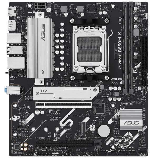 Материнская плата ASUS PRIME B850M-K AM5 mATX 2xDDR5 2xPCIEx16 2xM.2 DP HDMI 2.5GLAN