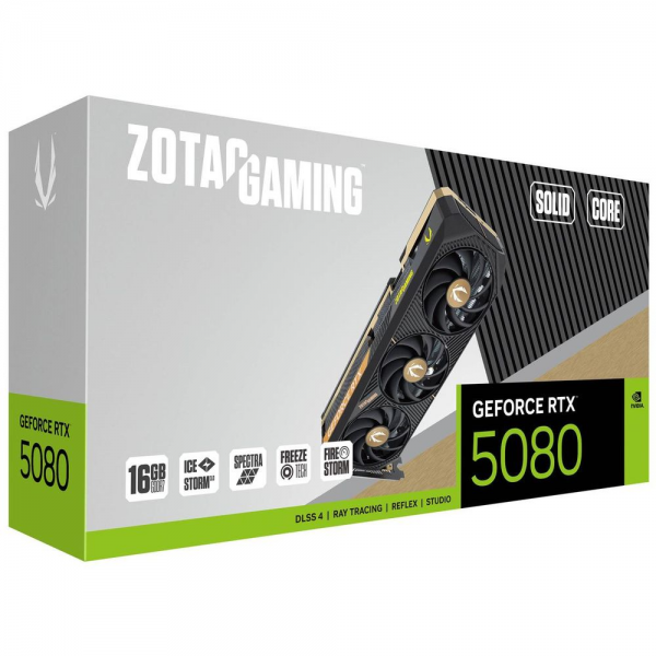 Видеокарта Zotac RTX5080 SOLID CORE 16GB GDDR7 256bit 3xDP HDMI 3FAN PREMIUM PACK