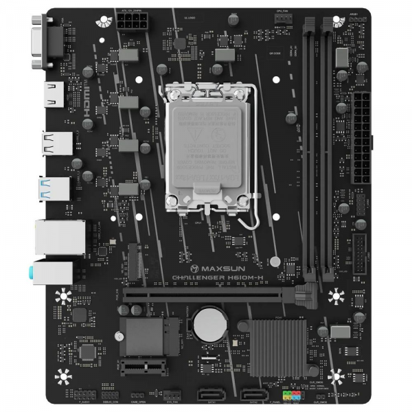 Материнская плата Maxsun MS-Challenger H610M-H V1 WIFI H610, LGA1700, 2*DDR4, 1*PCIEx16, 1*PCIEx1, 1*M.2, 4*USB3.2Gen1, 6*USB2.0, 2*SATA3.0, 1G, VGA, HDMI, M-ATX, RTL