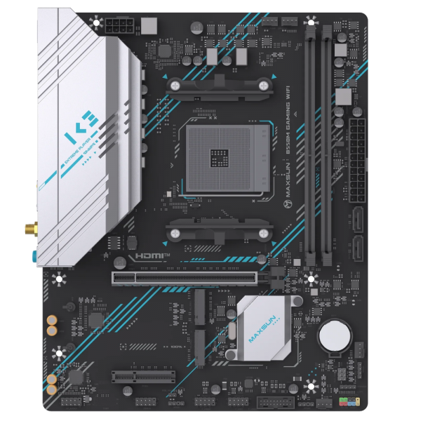 Материнская плата Maxsun MS-B550M GAMING WIFI B550, AM4, 2*DDR4, 1*PCIEx16, 1*PCIEx4, 1*PCIEx1, 2*M.2, 4*USB3.2Gen1, 6*USB2.0, 2*SATA3.0, 1G, DP, HDMI, M-ATX, RTL