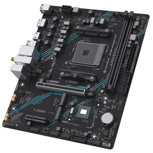 Материнская плата Maxsun MS-B550M GAMING WIFI B550, AM4, 2*DDR4, 1*PCIEx16, 1*PCIEx4, 1*PCIEx1, 2*M.2, 4*USB3.2Gen1, 6*USB2.0, 2*SATA3.0, 1G, DP, HDMI, M-ATX, RTL