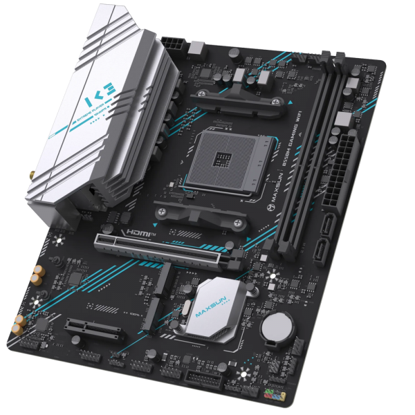 Материнская плата Maxsun MS-B550M GAMING WIFI B550, AM4, 2*DDR4, 1*PCIEx16, 1*PCIEx4, 1*PCIEx1, 2*M.2, 4*USB3.2Gen1, 6*USB2.0, 2*SATA3.0, 1G, DP, HDMI, M-ATX, RTL