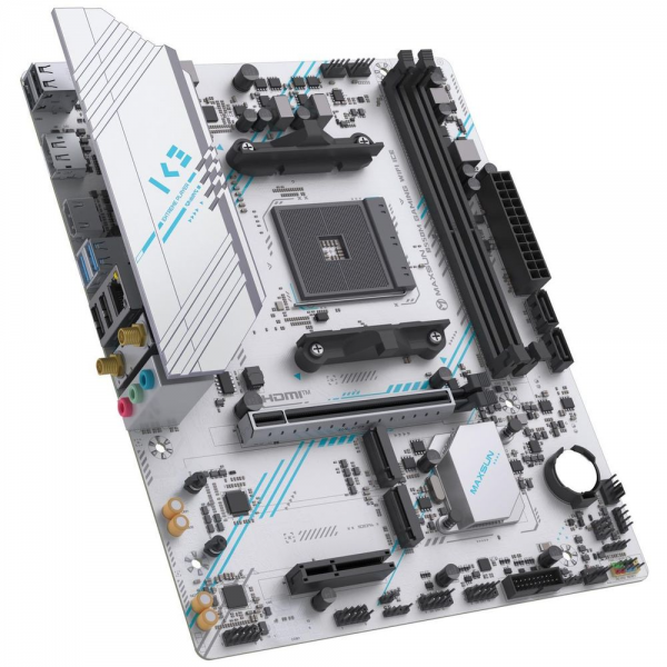 Материнская плата Maxsun MS-B550M GAMING WIFI ICE B550, AM4, 2*DDR4, 1*PCIEx16, 1*PCIEx4, 1*PCIEx1, 2*M.2, 4*USB3.2Gen1, 6*USB2.0, 2*SATA3.0, 1G, DP, HDMI, M-ATX, RTL