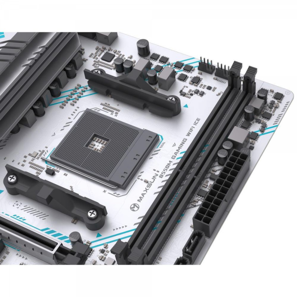 Материнская плата Maxsun MS-B550M GAMING WIFI ICE B550, AM4, 2*DDR4, 1*PCIEx16, 1*PCIEx4, 1*PCIEx1, 2*M.2, 4*USB3.2Gen1, 6*USB2.0, 2*SATA3.0, 1G, DP, HDMI, M-ATX, RTL