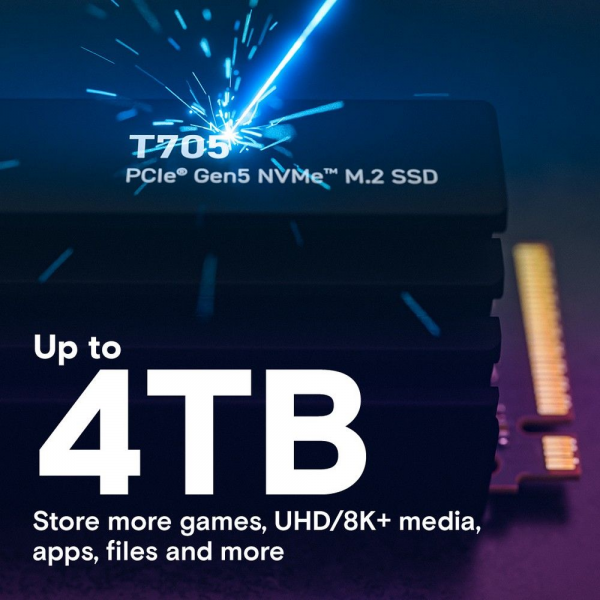 Твердотельный накопитель SSD Crucial T705 1TB PCIe Gen5 NVMe M.2 SSD with heatsink CT1000T705SSD5