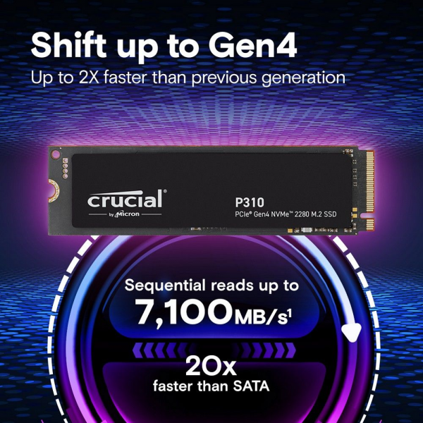 Твердотельный накопитель SSD Crucial P310 4TB PCIe Gen4 NVMe 2280 M.2 SSD CT4000P310SSD8