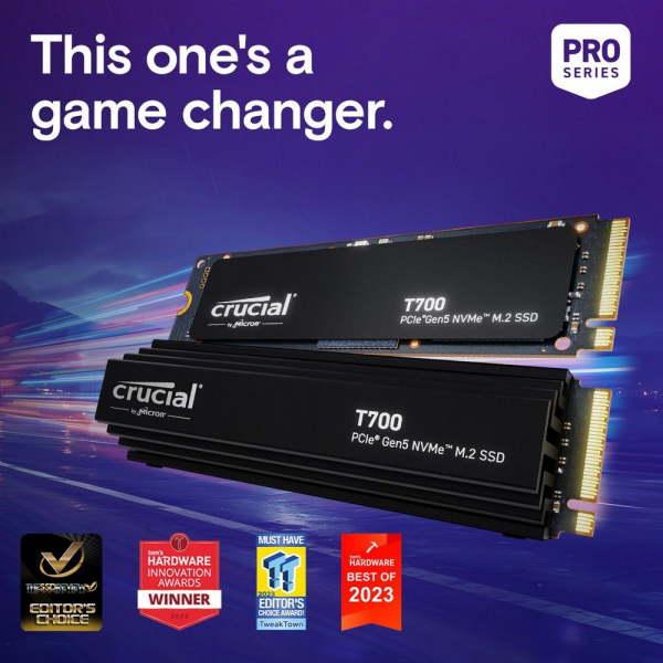 Твердотельный накопитель SSD Crucial T700 4TB PCIe Gen5 NVMe M.2 SSD CT4000T700SSD3