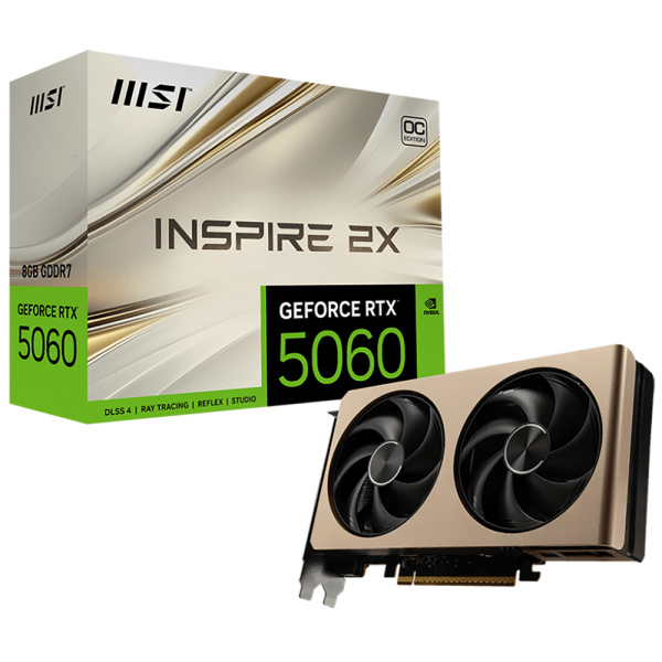 Видеокарта MSI RTX5060 INSPIRE 2X OC 8GB GDDR7 128bit 3xDP HDMI 2FAN RTL