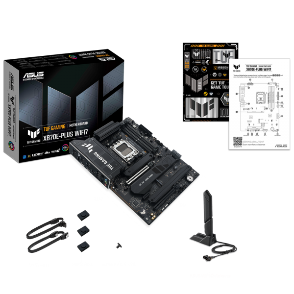 Материнская плата ASUS TUF GAMING X870E-PLUS WIFI7 AM5 ATX 4xDDR5 2xPCIEx16 PCIEx1 4xM.2 2хUSB-C HDMI 2.5GLAN Wi-Fi 7