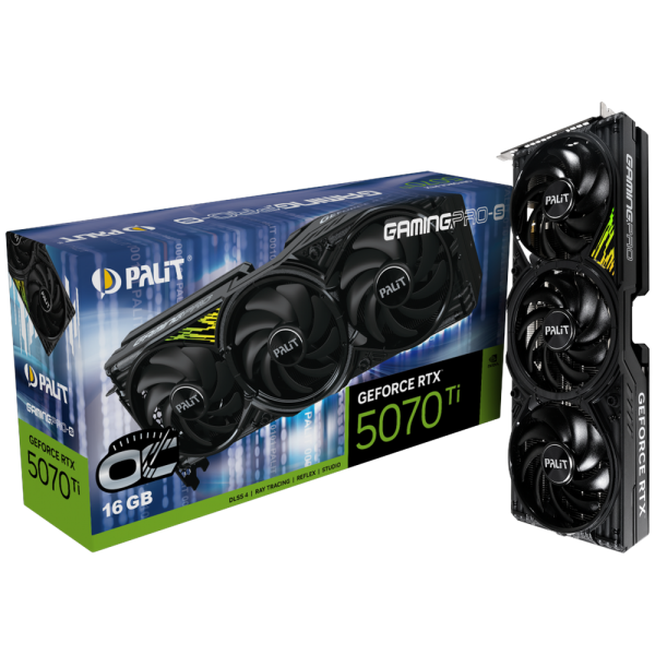Видеокарта Palit RTX5070Ti GAMINGPRO-S OC 16GB GDDR7 256bit 3xDP HDMI 3FAN RTL