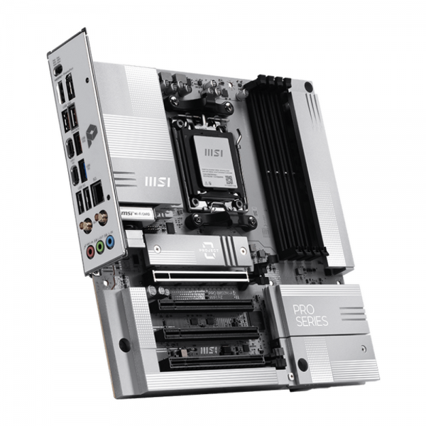 Материнская плата MSI PRO B850M-A WIFI PZ B850, AM5, 4*DDR5, 4*PCIEx16, 2*M.2, 3*TypeC, 3*USB3.2Gen2, 5*USB3.2Gen1, 4*USB2.0, 4*SATA3.0, 5G, DP, HDMI, M-ATX, RTL