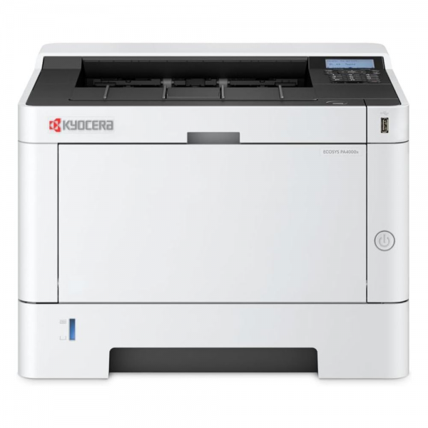 Принтер лазерный Kyocera ECOSYS PA4000x А4, черно-белая печать, 40 стр/мин, 1200х1200dpi, 1024 МГц, 512 Мб, нетАПД, 250+250, USB, стартовый картридж (ч/б) 3600 стр, белый корпус, (110C153NL0)