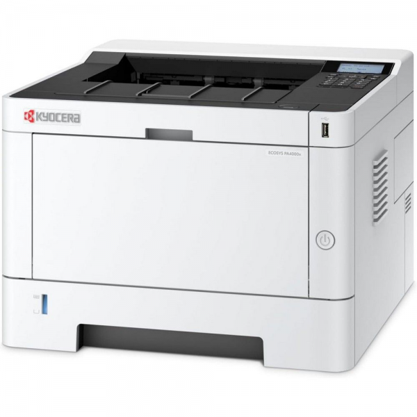 Принтер лазерный Kyocera ECOSYS PA4000x А4, черно-белая печать, 40 стр/мин, 1200х1200dpi, 1024 МГц, 512 Мб, нетАПД, 250+250, USB, стартовый картридж (ч/б) 3600 стр, белый корпус, (110C153NL0)