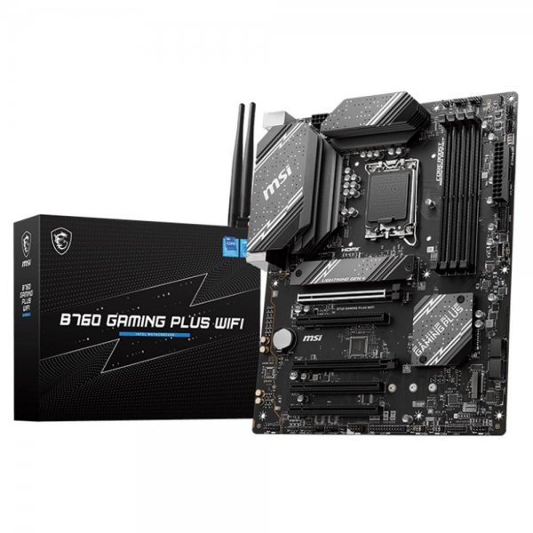Материнская плата MSI BadPack B760 GAMING PLUS WIFI B760, LGA1700, 4*DDR5, 5*PCIEx16, 2*M.2, 2*TypeC, 2*USB3.2Gen2, 2*USB3.2Gen1, 8*USB2.0, 4*SATA3.0, 2.5G, DP, HDMI, ATX, RTL bp