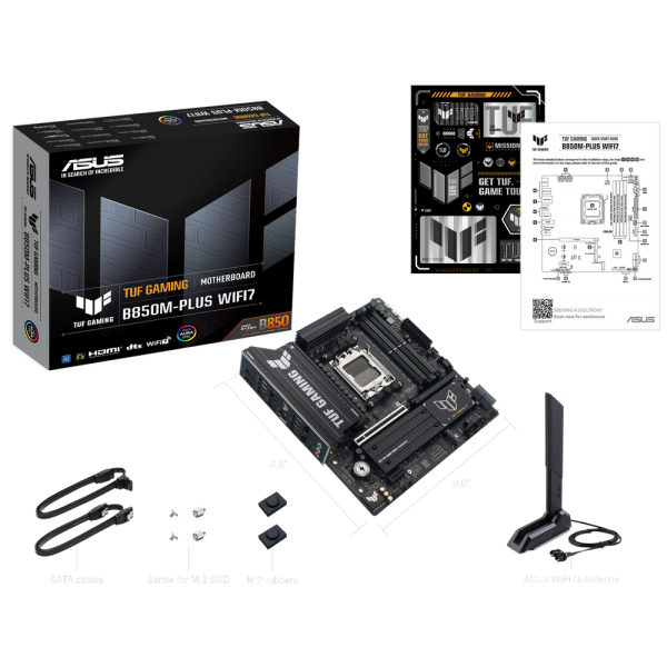 Материнская плата ASUS TUF GAMING B850M-PLUS WIFI7 AM5 mATX 4xDDR5 PCIEx16 PCIEx1 3xM.2 USB-C DP HDMI 2.5GLAN WiFi 7