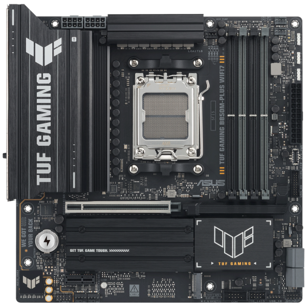 Материнская плата ASUS TUF GAMING B850M-PLUS WIFI7 AM5 mATX 4xDDR5 PCIEx16 PCIEx1 3xM.2 USB-C DP HDMI 2.5GLAN WiFi 7