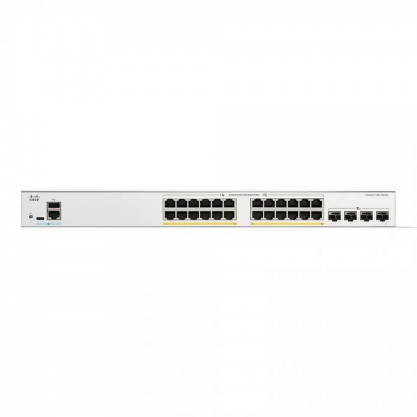Коммутатор CISCO Catalyst 1200 24x10/100/1000 RJ-45 PoE+, 4x10G SFP+ uplinks, PoE+ 195W, Rack Mounting kit, Fanless, C1200-24P-4X