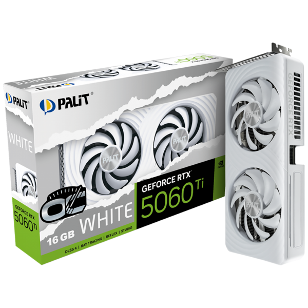 Видеокарта Palit RTX5060Ti WHITE OC 16GB GDDR7 128bit 3xDP HDMI 2FAN RTL