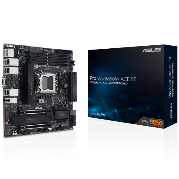 Материнская плата ASUS PRO WS B850M-ACE SE AM5 mATX 4xDDR5 2xPCIEx16 2xM.2 2хUSB-C DP HDMI VGA 10GLAN 2.5GLAN