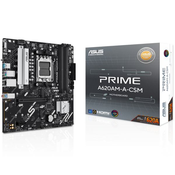 Материнская плата ASUS PRIME A620AM-A-CSM AM5 mATX 4xDDR5 PCIEx16 PCIEx1 2xM.2 DP HDMI VGA GLAN