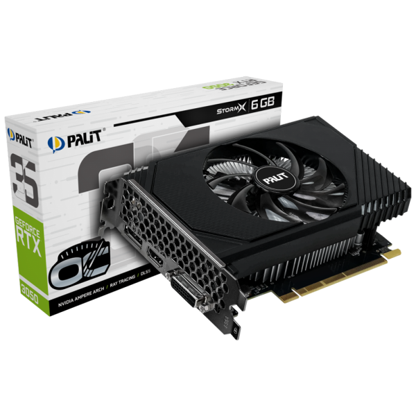 Видеокарта Palit RTX3050 STORMX OC 6GB GDDR6 96bit DVI DP HDMI 1FAN ITX RTL
