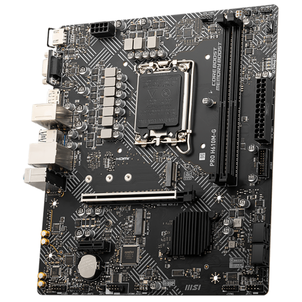 Материнская плата MSI PRO H610M-G H610, LGA1700, 2*DDR5, 1*PCIEx16, 1*PCIEx1, 1*M.2, 4*USB3.2Gen1, 6*USB2.0, 4*SATA3.0, 1G, VGA, DP, HDMI, M-ATX,  BULK