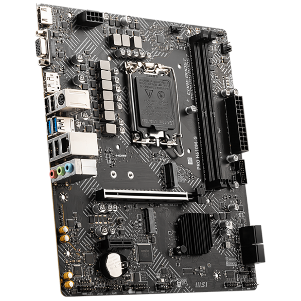 Материнская плата MSI PRO H610M-G H610, LGA1700, 2*DDR5, 1*PCIEx16, 1*PCIEx1, 1*M.2, 4*USB3.2Gen1, 6*USB2.0, 4*SATA3.0, 1G, VGA, DP, HDMI, M-ATX,  BULK