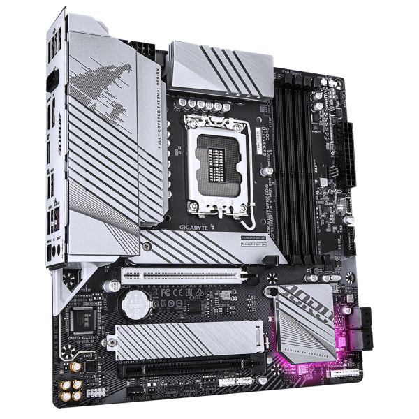 Материнская плата Gigabyte B760M AORUS ELITE WIFI6E GEN5, Socket 1700, Intel®B760, 4xDDR5-4800, HDMI+DP, 2xPCI-Ex16, 4xSATA3(RAID 0/1/5/10), 2xM.2, 8Ch Audio, 1x2.5GLan, WiFi, (4+4)xUSB2.0, (4+2)xUSB3.2, (1+1)xUSB3.2 Type-C™, mATX, RTL