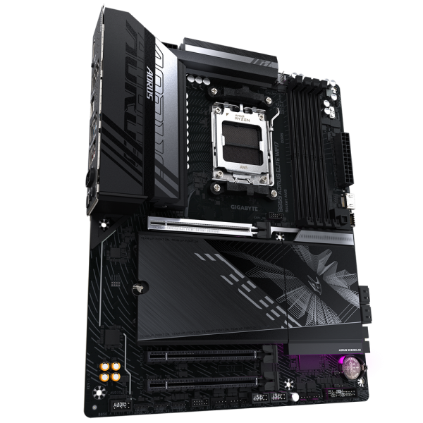 Материнская плата Gigabyte B850 AORUS ELITE WIFI7, Socket AM5, AMD B850, 4xDDR5-5200, HDMI+DP, 3xPCI-Ex16, 4xSATA3(RAID 0/1/10), 3xM.2, 8 Ch Audio, 1x2,5GLan, WiFi, (4+4)xUSB2.0, (7+2)xUSB3.2, (1+1)xUSB Type-C™, 1xPS/2, ATX, RTL
