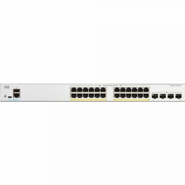 Коммутатор CISCO Catalyst 1200 24x10/100/1000 RJ-45 PoE+, 4x1G SFP+ uplinks, PoE+ 195W, Rack Mounting kit, Fanless, C1200-24P-4G