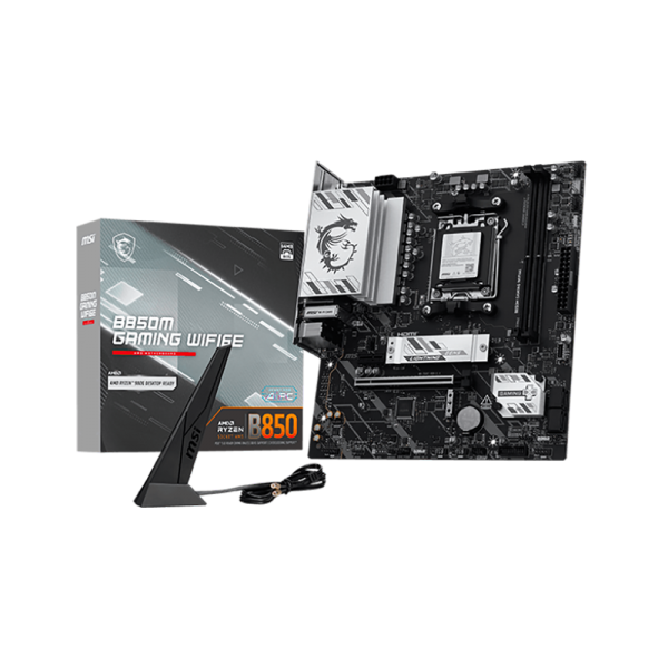 Материнская плата MSI B850M GAMING WIFI6E B850, AM5, 2*DDR5, 1*PCIEx16,1*PCIEx1, 2*M.2, 2*TypeC, 5*USB3.2Gen1, 6*USB2.0, 4*SATA3.0, 2.5G, DP, HDMI, M-ATX, RTL