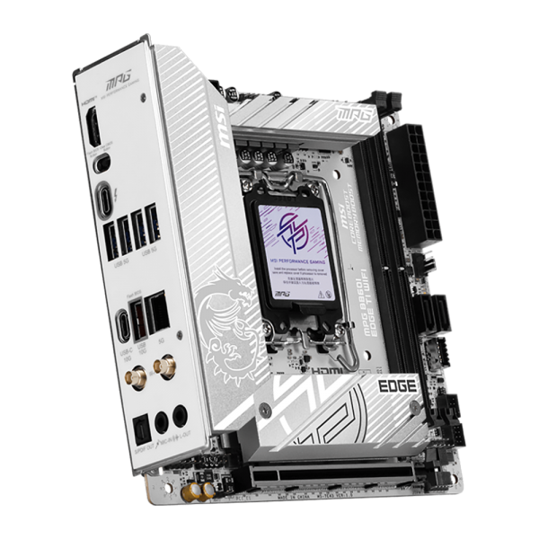 Материнская плата MSI MPG B860I EDGE TI WIFI B860, LGA1851, 2*DDR5, 1*PCIEx16, 2*M.2, 2*TypeC, 1*USB3.2Gen2, 6*USB3.2Gen1, 2*USB2.0, 2*SATA3.0, 2.5G, Type-C(DP), HDMI, ITX, RTL