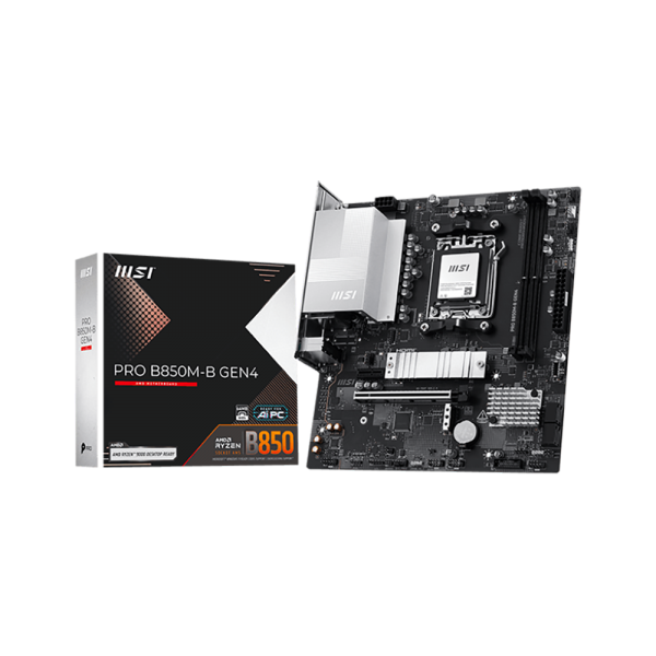 Материнская плата MSI PRO B850M-B GEN4 B850, AM5, 2*DDR5, 1*PCIEx16, 1*PCIEx1, 2*M.2, 1*TypeC, 4*USB3.2Gen1, 6*USB2.0, 4*SATA3.0, 2.5G, DP, HDMI, M-ATX, RTL