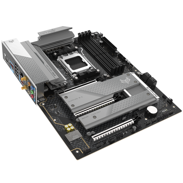 Материнская плата Sapphire B850A NITRO+ WIFI7 B850, AM5, 4*DDR5, 3*PCIEx16, 3*M.2, 2*TypeC, 3*USB3.2Gen2, 2*USB3.2Gen1, 6*USB2.0, 4*SATA3.0, 2.5G, DP, HDMI, ATX, RTL