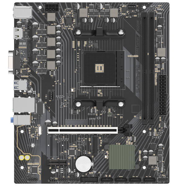 Материнская плата Sapphire A520M-E A520, AM4, 2*DDR4, 1*PCIEx16, 1*PCIEx1, 1*M.2, 6*USB3.2Gen1, 4*USB2.0, 4*SATA3.0, 1G, HDMI, M-ATX, RTL