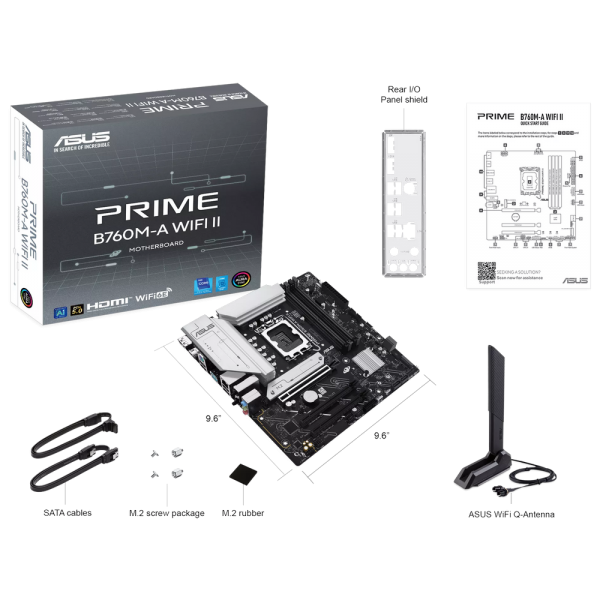 Материнская плата ASUS PRIME B760M-A WIFI II LGA1700 mATX 4xDDR5 3xPCIEx16 2xM.2 DP 2xHDMI 2.5GLAN Wi-Fi 6