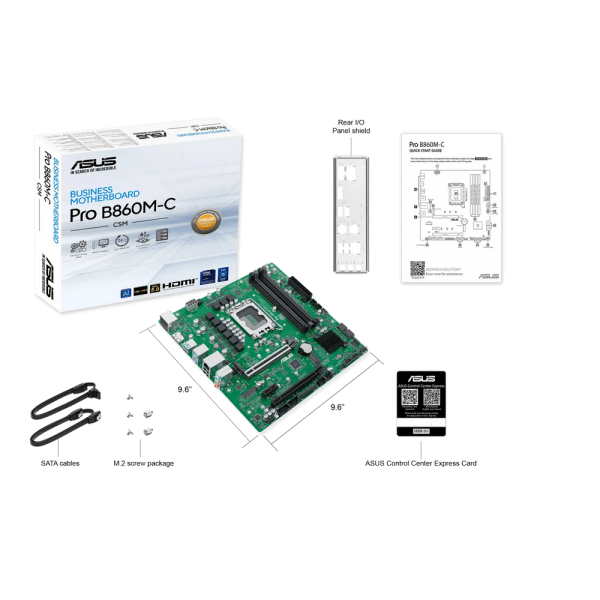 Материнская плата ASUS PRO B860M-C-CSM LGA1851 mATX 4xDDR5 2xPCIEx16 PCIEx1 USB-C 2xDP HDMI 2xM.2 GLAN