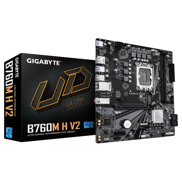 Материнская плата Gigabyte Bad Pack B760M H V2, Socket 1700, Intel®B760, 2xDDR5-4800, HDMI+DP, 1xPCI-Ex16, 1xPCI-Ex1, 4xSATA3(RAID 0/1/5/10), 1xM.2, 8Ch Audio, GLan, (4+2)xUSB2.0, (3+2)xUSB3.2, (0+1)xUSB3.2 Type-C™, mATX, RTL bp