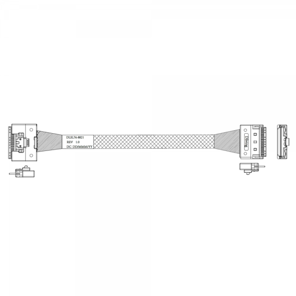 Кабель DiliVing DLSL74-8821 Slimline SASx8 (SFF8654)  -to- Slimline SASx8 (SFF8654) , 85ohm, PCIe Gen4, 100CM