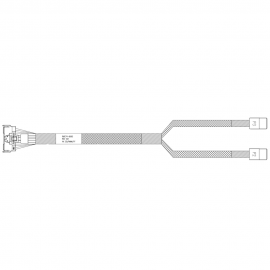 Кабель Amphenol RMC74-8690 Cable MCIO x8 74P (прямой)  -TO-  2x HD MiniSAS 4i 36P (SFF8643 прямой) , 85 Ohm, SAS 4.0 / PCIe 4.0, L:80cm