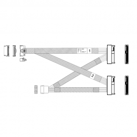 Кабель Amphenol RMC74-8986 Cable MCIO x8 74P (прямой)  -TO-  2* U.2 (SFF-8639)  , 85 Ohm, PCIe Gen 5, L:80cm