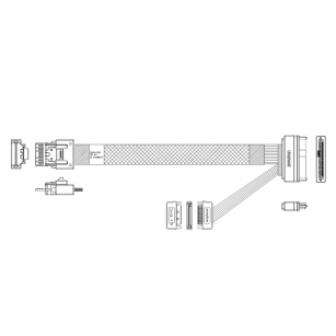 Кабель Amphenol RSL38-2309 Slimline SASx4  -to-   U.2 (SFF8639), 85 Ohm, PCIe Gen3, 75СM