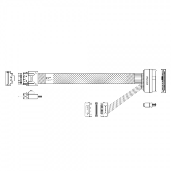 Кабель Amphenol RSL38-2309 Slimline SASx4  -to-   U.2 (SFF8639), 85 Ohm, PCIe Gen3, 75СM