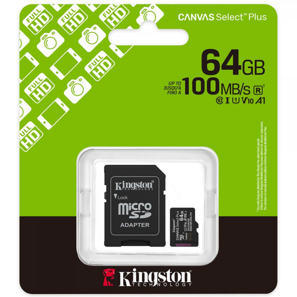 Карта памяти Kingston microSDXC 64GB Canvas Select Plus SDCS3/64GB
