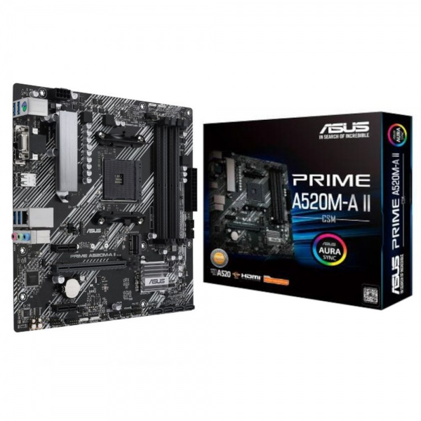Материнская плата ASUS PRIME A520M-A II/CSM AM4 mATX 4xDDR4 PCIEx16 2xPCIEx1 M.2 DP HDMI VGA GLAN