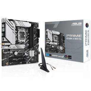 Материнская плата ASUS PRIME B760M-A WIFI D4 LGA1700 mATX 4xDDR4 3xPCIEx16 2xM.2 DP 2xHDMI 2.5GLAN WiFi 6